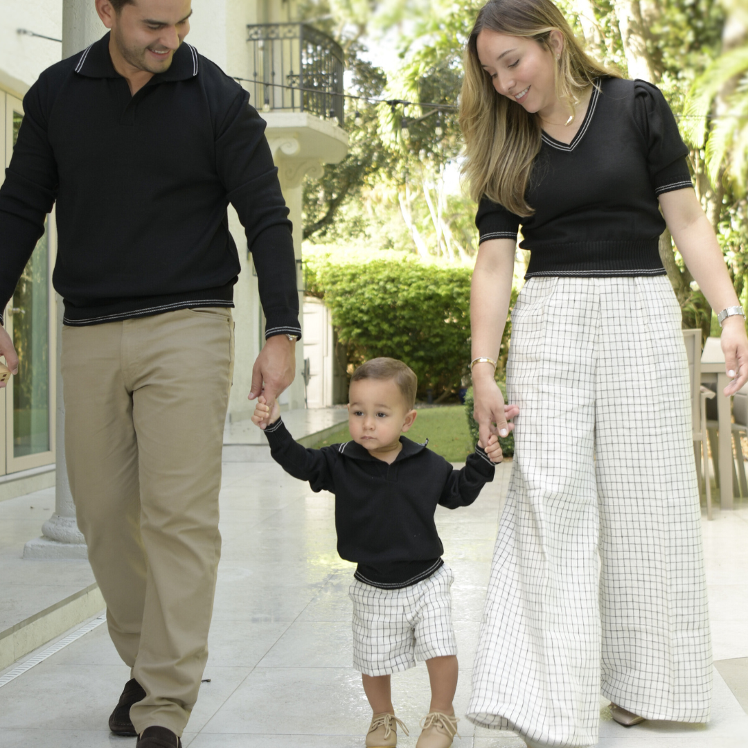 Pantalones cortos de lino a cuadros para niños